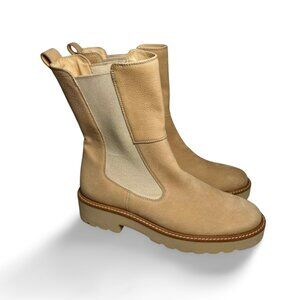 Paul Green James Lug Sole Chelsea Boot In Almond Grained Nubuck
